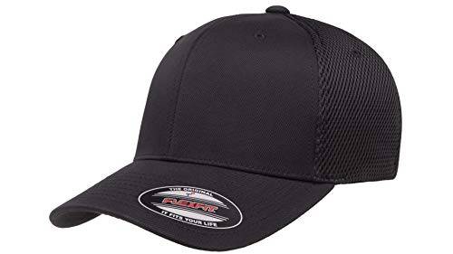 Flexfit Unisex Ultrafibre Airmesh Fitted Trucker Hat, Black, Large-X-Large