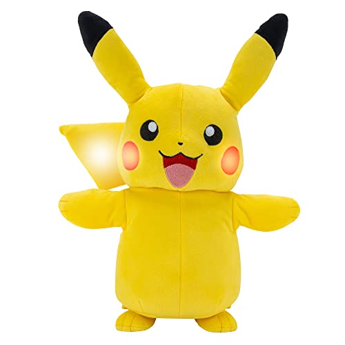 Pokemon Pikachu Electric Charge Plush - 10 Inch Interactive Plush with Lights, Voice Reactions, and Thunder FX