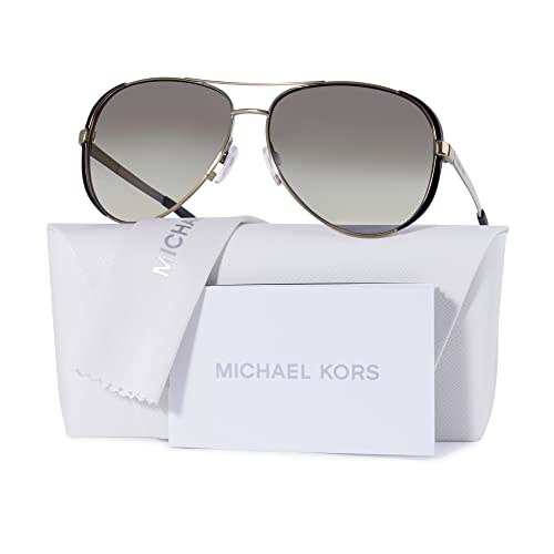 Michael Kors MK5004 CHELSEA Aviator 101311 59M Sunglasses For Women + BUNDLE with Designer iWear Eyewear Kit (Gunmetal/Black/Grey Gradient)