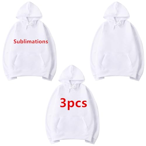 AiDiYGECO 3pcs Sublimation Hoodies Blank Men 100 Polyester Hoodie For Sublimation (XL)