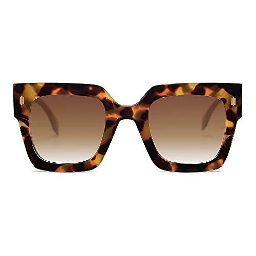 SOJOS Vintage Oversized Square Sunglasses for Women,Retro Womens Luxury Big Sun Glasses UV400 Protection SJ2194 Tortoise