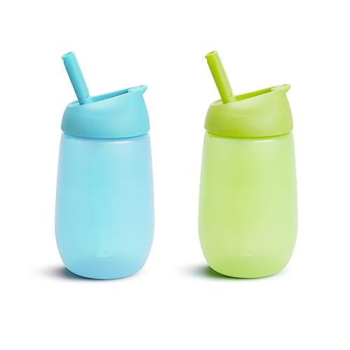 Munchkin Simple Clean Toddler Sippy Cup with Easy Clean Straw, 10 Ounce, 2 Pack, Blue/Green