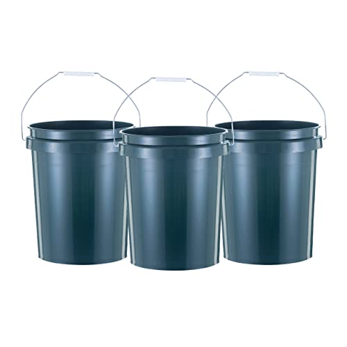 United Solution ECOSense 5 Gallon Bucket, 3 Pack, Heavy Duty, Comfortable Handle, Perfect for on The Job, Home Projects, or Cleaning; Made from 90% Recycled Materials.100% Recyclable