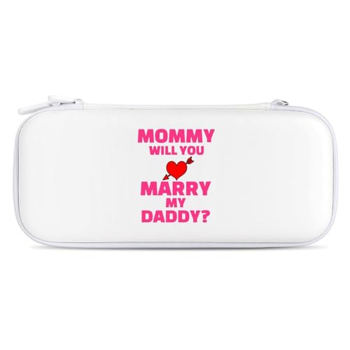 Mommy Will You Marry My Daddy Fashion Compatible with Switch Carrying Case Portable Protector Bag with 15 Games Accessories Travel White-Style