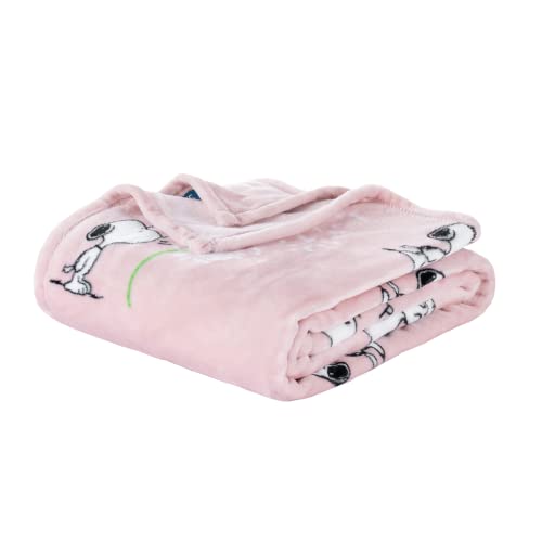 Berkshire Blanket Peanuts VelvetLoft Cute Character Snoopy Plush Throw Blanket,Peanuts Snoopy Make A Wish Spring Pink,Throw 55 in x 70 in (Official Peanuts Product)