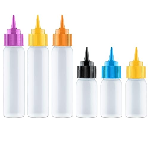 Free hand Writer Bottles - 6 Easy Small Squeeze Bottles - 3 Each (1 and 2 Ounce) - Cookie Cutters, Cake and Baking Decoration, Food Coloring & Royal Icing Supplies for Writing (6 bottles)