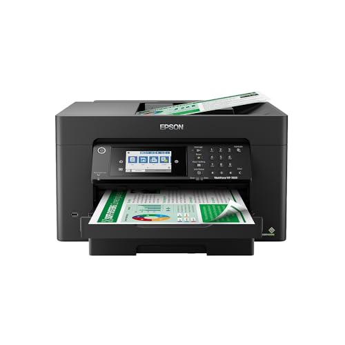 Epson Workforce Pro WF-7820 Wireless All-in-One Wide-Format Printer with Auto 2-Sided Print 13' x 19', Copy, Scan & Fax, 50-Page ADF, 250-sheet Paper Capacity, Works with Alexa, Large Black