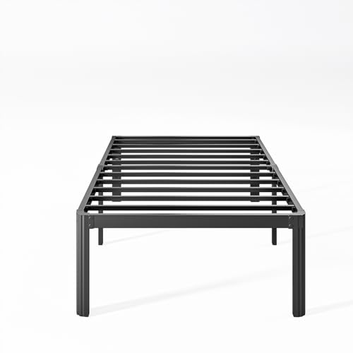 Sunnydaze 18 Inch High Platform Twin Bed Frame No Box Spring Needed, Metal Bed Frame Twin Size, Easy to Assemble, Noise Free, Durable, Black