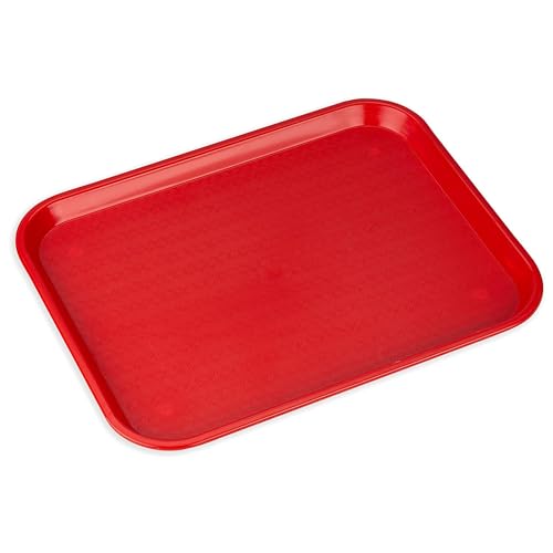 Carlisle FoodService Products Cafe Fast Food Cafeteria Tray with Patterned Surface for Cafeterias, Fast Food, And Dining Room, Plastic, 17.87 X 14 X 0.98 Inches, Red