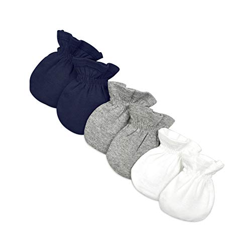 Burt's Bees Baby Unisex Baby Mittens Newborn Essentials Made with 100% Organic Cotton, One Size 3-Pack Solid Color Infant Scratch Protection Mitts for newly born Babies