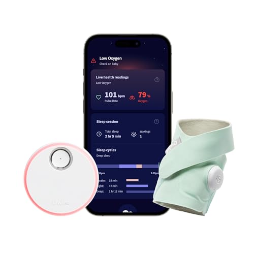 Owlet Dream Sock - FDA-Cleared Smart Baby Monitor - Track Live Pulse (Heart) Rate, Oxygen in Infants - Receive Notifications - Mint