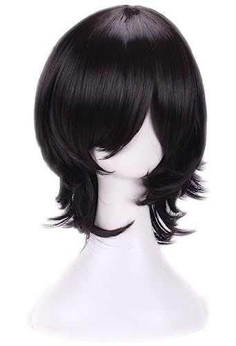 AneShe Men's Short Layered Hair Anime Cosplay Wig Party Wig (Black)