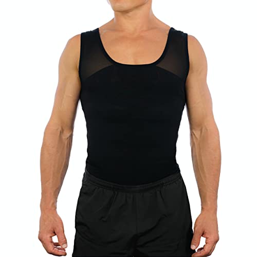 Esteem Apparel Original Men's Chest Compression Shirt to Hide Gynecomastia Moobs Shapewear (XX-Large, Black)