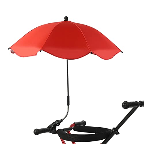RENXR Chair Umbrella with Clamp, Universal Adjustable Beach Chair Umbrella UV Protection Sunshade Umbrella for Strollers Wheelchairs Patio Chairs Red