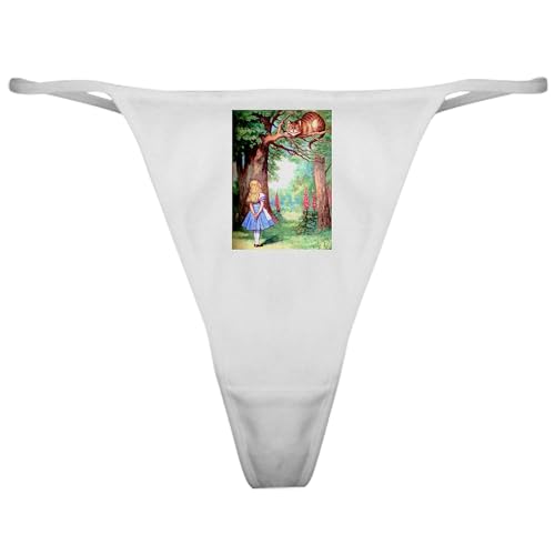 CafePress Alice And The Cheshire Cat Classic Thong Underwear, Funny Womens Panties White