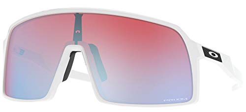 Oakley Men's OO9406 Sutro Rectangular Sunglasses, Polished White/Prizm Snow Sapphire Iridium, 37 mm