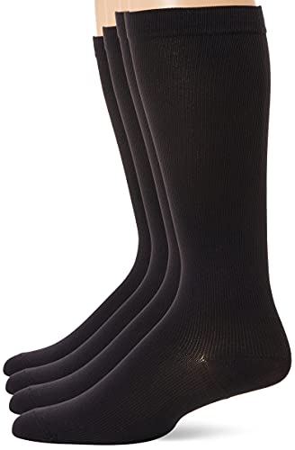 MediPeds mens 4 Pack Mild Compression Over the Calf athletic socks, Black, Shoe Size (M7-12, W10-13) US