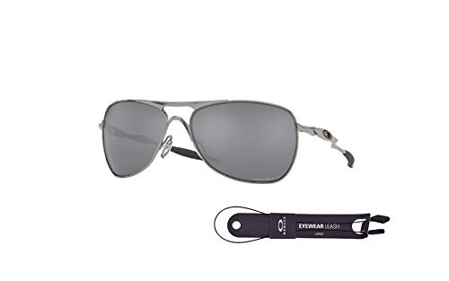 Oakley Crosshair OO4060 406022 61MM Lead/Prizm Black Polarized Square Sunglasses for Men + BUNDLE Accessory Leash Kit + BUNDLE with Designer iWear Eyewear Kit