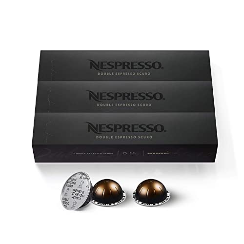 Nespresso Capsules VertuoLine, Double Espresso Scuro, Dark Roast Espresso Coffee, 10 Count (Pack of 3) Coffee Pods, Brews 2.7 Ounce (VERTUOLINE ONLY), Packaging May Vary