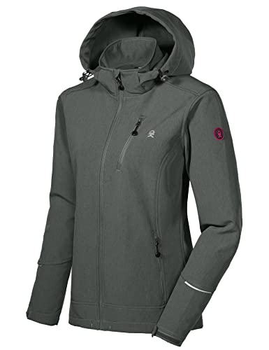 Little Donkey Andy Women's Softshell Jacket Ski Jacket with Removable Hood, Fleece Lined and Water Repellent Charcoal Heather Size XXL