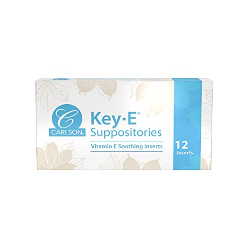 Carlson - Key-E Suppositories, 30 IU Vitamin E Suppository, Lubricates Dry Areas, Treatment for Women and Men, Vaginal & Rectal, 12 Count