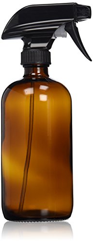 Empty Amber Glass Spray Bottle - Large 16 oz Refillable Container is Great for Essential Oils, Homemade Cleaning Products, Aromatherapy - Durable Black Trigger Sprayer w/ Mist and Stream Setting