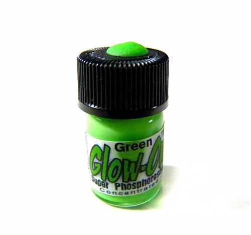 GLOW-ON SUPER PHOSPHORESCENT, Green Day Color and Green Night Glow, Gun Night Sights Paint. Small 2.3 ml vial. Concentrated, Bright, Long Lasting Glow.
