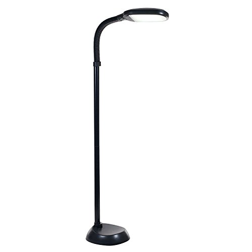 BALTORO LED Floor Lamp - Soft White Reading Light - Built-in Step Dimmer -Adjustable Head Pivots in Any Direction Save Energy 12 Watts - Black Color - SL5758BL