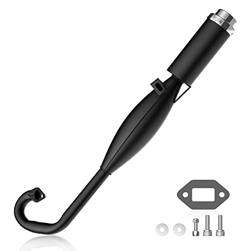2-Stroke Muffler Exhaust Pipe with Expansion Chamber - Angled Design with Pipe Gasket - Compatible with 47/49cc CAG Daytona Pocket Bikes, Kids Mini Dirt Bike - Easy to Install