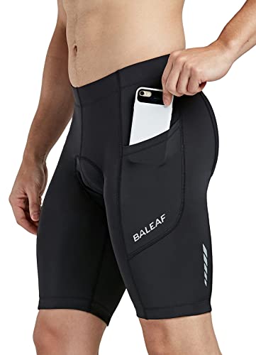 BALEAF Padded Bike Shorts for Men Cycling Shorts Padding Pockets UPF 50+ Black XL