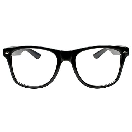Kangaroo Black Superhero Nerd Glasses – Black Frame Fake Nerd Glasses for Men and Women – Non-Prescription, Non-Polarized Clear Lens Prop Glasses – Costume Glasses for Halloween or Cosplay