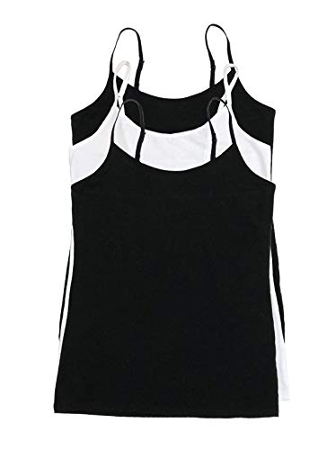 Felina Micro Modal Women’s Cami - Adjustable, Workout Top, Seamless Tank Top for Women (3-Pack) (Black White, Large) - Womens Lowback Camisoles