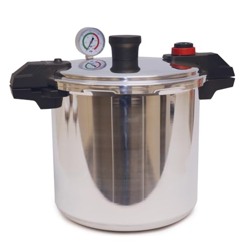 T-fal Pressure Cooker Aluminum Pressure Canner, 22 Quart, 3 PSI Settings, Cookware, Pots and Pans, Large Capacity, Cooling Racks, Recipe Booket, Canning Vegetables, Meats, Poultry, Seafood, Silver