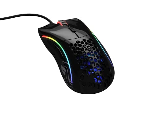 Glorious Gaming Model D Wired Gaming Mouse - 68g Superlight Honeycomb Design, RGB, Ergonomic, Pixart 3360 Sensor, Omron Switches, PTFE Feet, 6 Buttons - Glossy Black