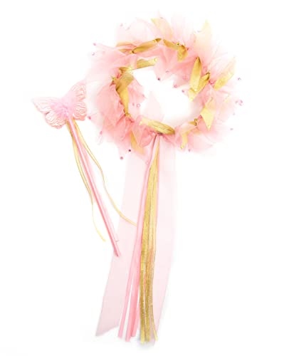 Little Adventures Fairy Princess Halo & Wand Child Accessory Set - Pretend Play and Party Accessories (Gold Fairy)