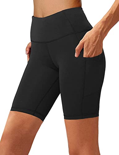 Aoliks Women's Biker Shorts with Pockets High Waist Tummy Control Running Workout Spandex Gym Yoga Shorts Military Shorts