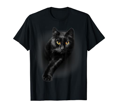 Black Cat Yellow Eyes T-Shirt Cats Tee Shirt Gifts