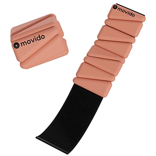 Movido Wrist & Ankle Weights - 1 lb each (2 per set) | Compact Workout Weights for Women & Men | Perfect for Yoga, Walking, Pilates, Home Workouts (Blush)