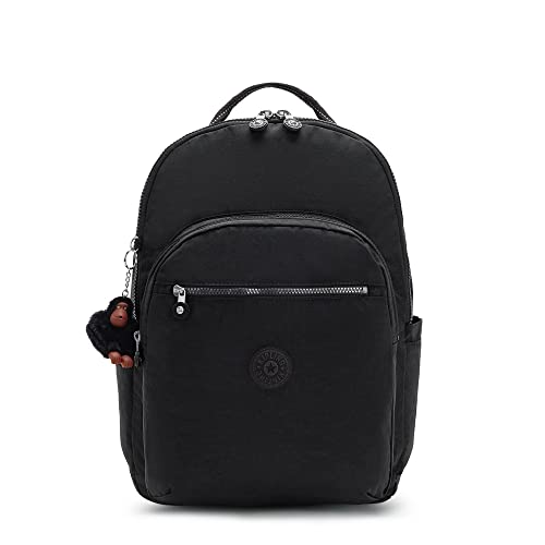 Kipling Women's Seoul Extra Large 17” Laptop Backpack, Durable, Roomy with Padded Shoulder Straps, Bag, True Black 2, 13.5' L x 18.25' H x 7.75' D