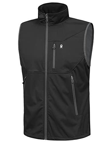 Little Donkey Andy Men's Lightweight Softshell Vest Windproof Sleeveless Jacket for Travel Hiking Running Golf Black XL
