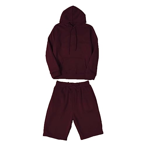 Men's Fashion Solid Color Short Hoodie Tracksuits 2 Piece Set Casual Long Sleeve Hooded Athletic Jogging Sweatsuit Gym Outfit