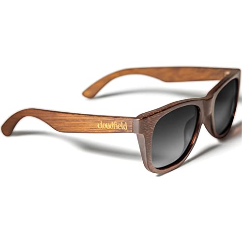 cloudfield Wood Frame Sunglasses for Men and Women with 9-Layer Polarized Lenses and Double Layer of UV Blocking Coating