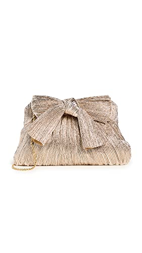 Loeffler Randall Women's Rayne Pleated Frame Clutch with Bow, Champagne, Metallic, Gold, One Size