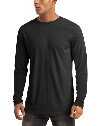 Shirts for Men Long Sleeve UV Shirts Sun Shirts Running Shirts Workout Shirts Fishing Shirts Rashguard Hiking Shirts Gym Shirts UPF 50 Shirts Black