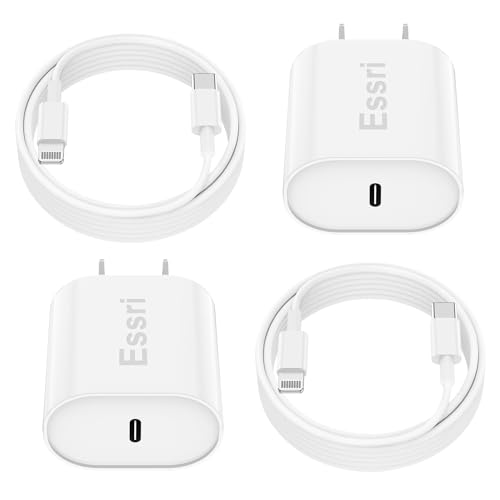 Essri iPhone 14 13 12 Charger Fast Charging with iPhone Charger Cord 6FT-2Pack, USB C to Lightning Cable with Type C Fast Wall Charger Block Rapid Charging for iPhone 14/13/12/11/Pro/Pro Max-White