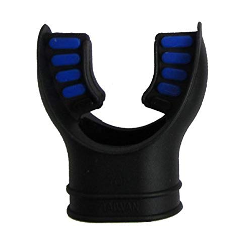 Scuba Choice Scuba Diving Ultra Black Silicone Mouthpiece with Color Tab and Regulator Tie, Blue