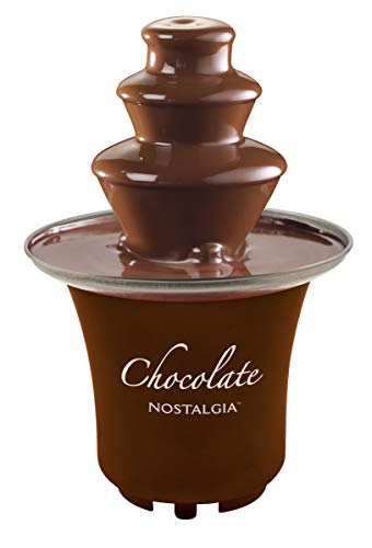 Nostalgia 3 Tier Electric Chocolate Fondue Fountain Machine for Parties - Melts Cheese, Queso, Candy, and Liqueur - Dip Strawberries, Apple Wedges, Vegetables, and More - 8-Ounce - Brown