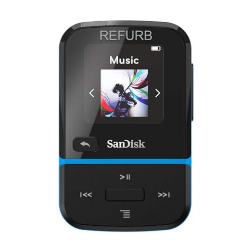 SanDisk 16GB Clip Sport Go MP3 Player, Blue - LED Screen and FM Radio - SDMX30-016G-G46B (Renewed)