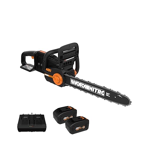 Worx Nitro 40V 16' Cordless Chainsaw WG385 Power Share Battery Chainsaw 59 ft/s Chain Speed Dual Safety Protection, Electric Chainsaw Cordless – 2 Batteries & Charger Included