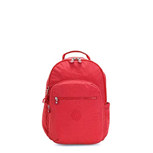 Kipling Women's Seoul Small Backpack, Durable, Padded Shoulder Straps with Tablet Sleeve, Bag, Red Rouge, 6' L X 8.25' H X 2' D